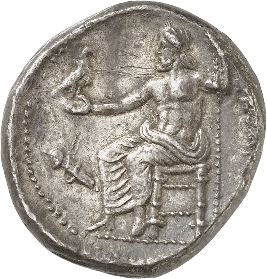 PRICE 38 Alexander III reverse, Zeus seated on stool-throne left, eagle on outstretched right hand, sceptre in left hand