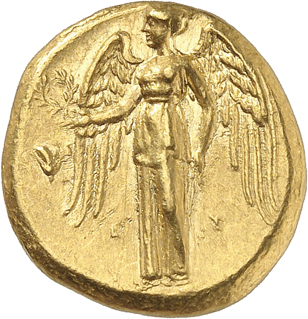 PRICE 3965 Alexander III reverse, Nike standing left holding wreath in right hand, and stylis in her left hand