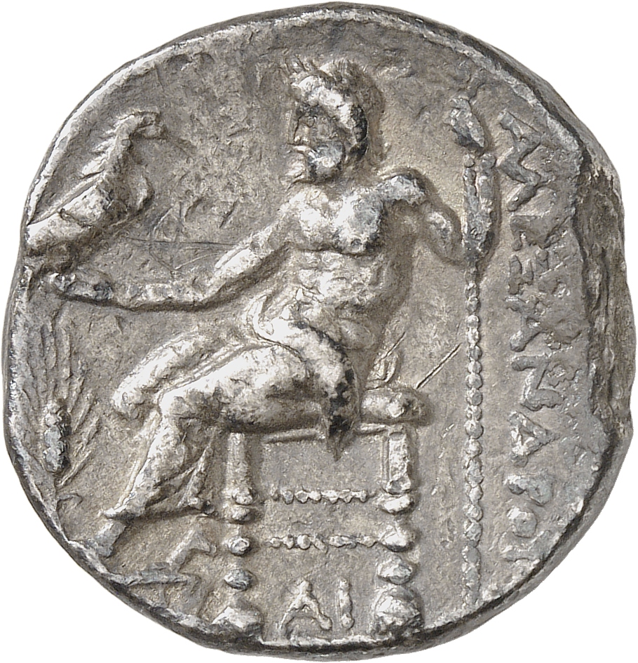 PRICE 3972 Alexander III reverse, Zeus seated on stool-throne left, eagle on outstretched right hand, sceptre in left hand