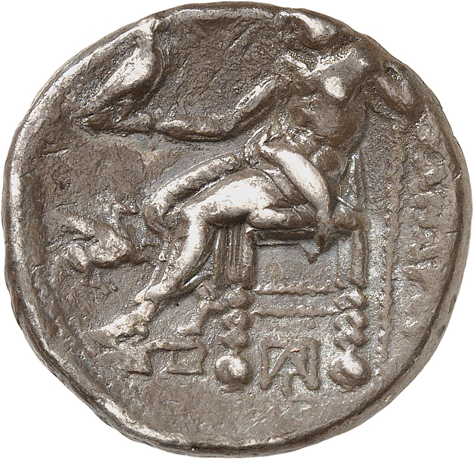 PRICE 3974 Ptolemy I reverse, Zeus seated on stool-throne left, eagle on outstretched right hand, sceptre in left hand