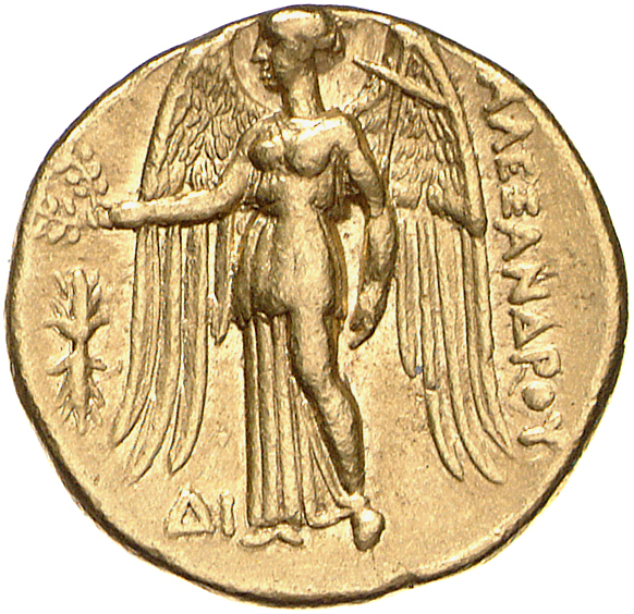 PRICE 3975 Ptolemy I reverse, Nike standing left holding wreath in right hand, and stylis in her left hand
