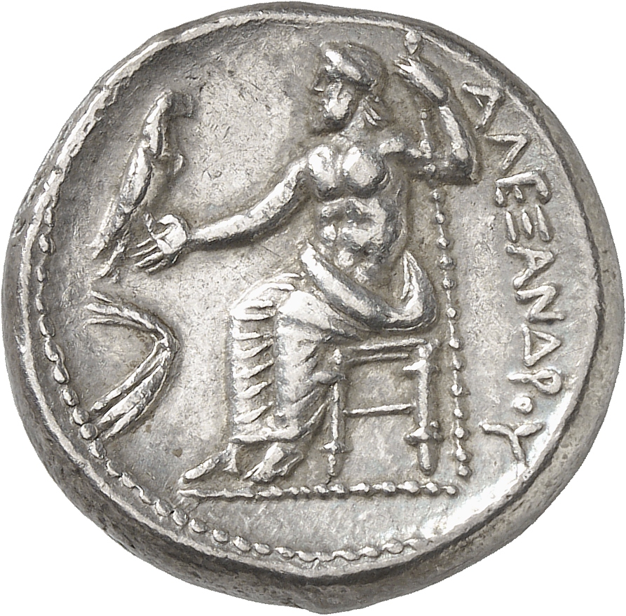 PRICE 5 Alexander III reverse, Zeus seated on stool-throne left, eagle on outstretched right hand, sceptre in left hand