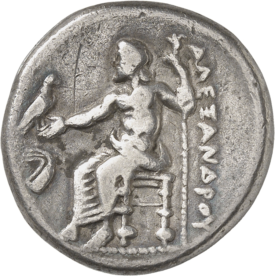 PRICE 5 Alexander III reverse, Zeus seated on stool-throne left, eagle on outstretched right hand, sceptre in left hand