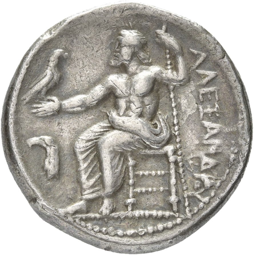 PRICE 51 Alexander III reverse, Zeus seated on stool-throne left, eagle on outstretched right hand, sceptre in left hand