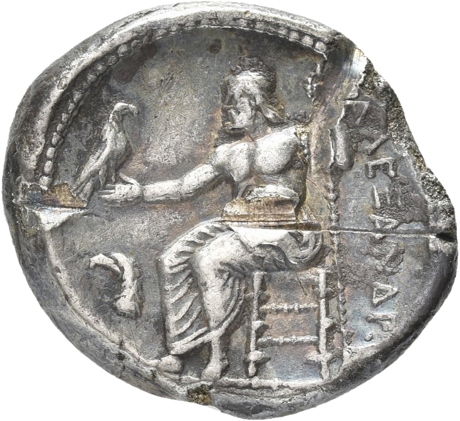 PRICE 51 Alexander III reverse, Zeus seated on stool-throne left, eagle on outstretched right hand, sceptre in left hand