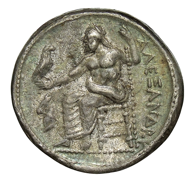 PRICE 59 Alexander III reverse, Zeus seated on stool-throne left, eagle on outstretched right hand, sceptre in left hand