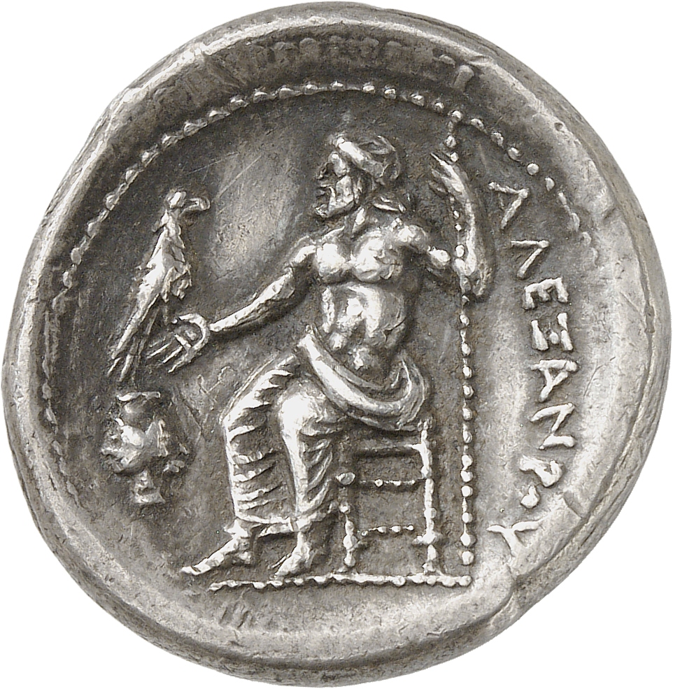PRICE 6 Alexander III reverse, Zeus seated on stool-throne left, eagle on outstretched right hand, sceptre in left hand