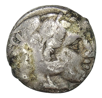 PRICE 60 Alexander III obverse — Head of beardless Heracles right wearing lion skin headdress