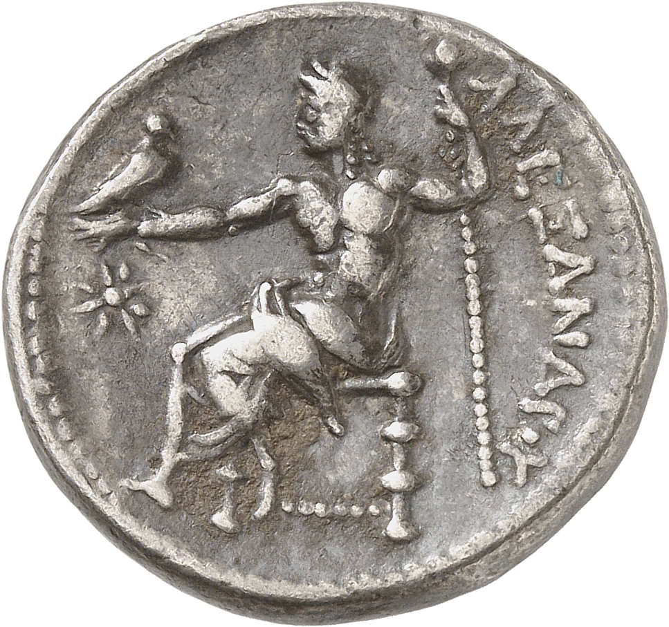 PRICE 61 Alexander III reverse, Zeus seated on stool-throne left, eagle on outstretched right hand, sceptre in left hand