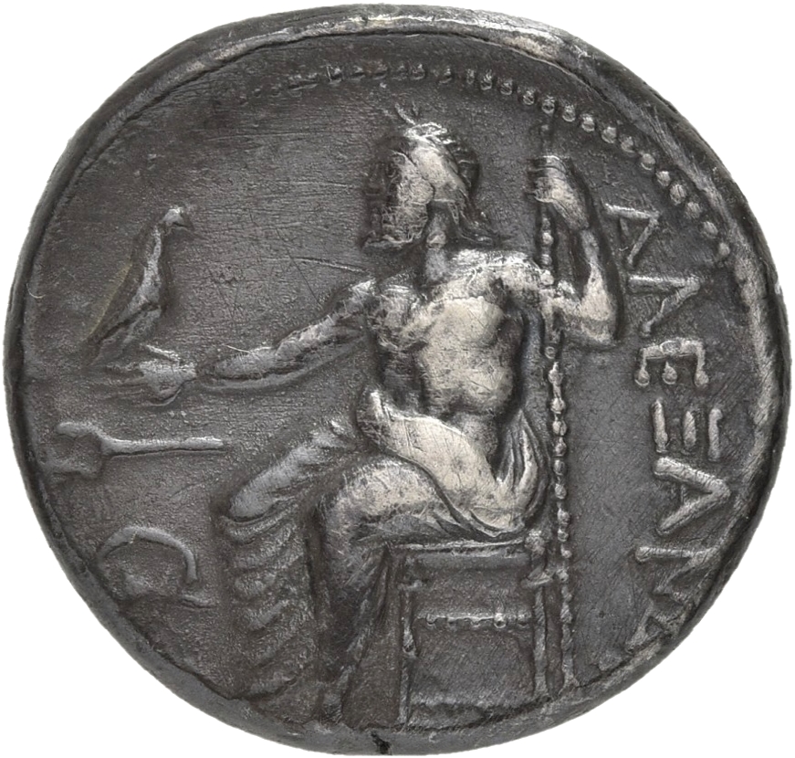 PRICE 67 Alexander III reverse, Zeus seated on stool-throne left, eagle on outstretched right hand, sceptre in left hand