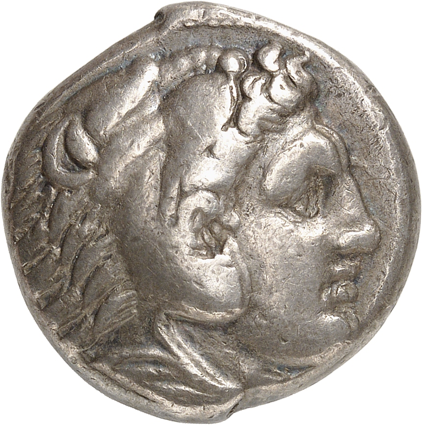 PRICE 70 Alexander III obverse, Head of beardless Heracles right wearing lion skin headdress