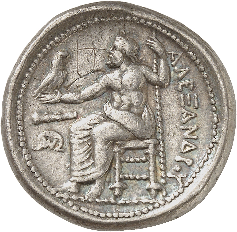 PRICE 71 Alexander III reverse, Zeus seated on stool-throne left, eagle on outstretched right hand, sceptre in left hand