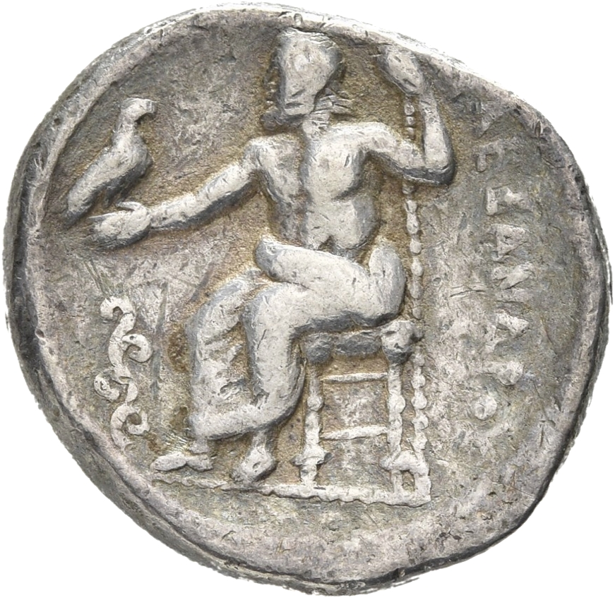 PRICE 75 Alexander III reverse, Zeus seated on stool-throne left, eagle on outstretched right hand, sceptre in left hand
