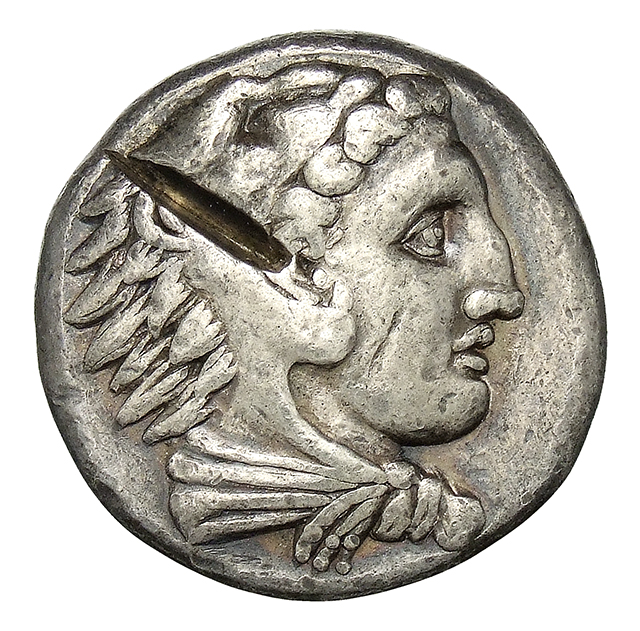 PRICE 8 Alexander III obverse, Head of beardless Heracles right wearing lion skin headdress