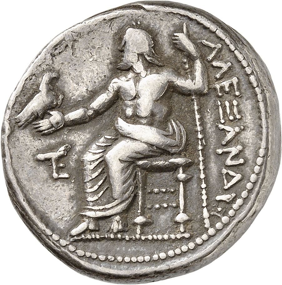 PRICE 83 Alexander III reverse, Zeus seated on stool-throne left, eagle on outstretched right hand, sceptre in left hand