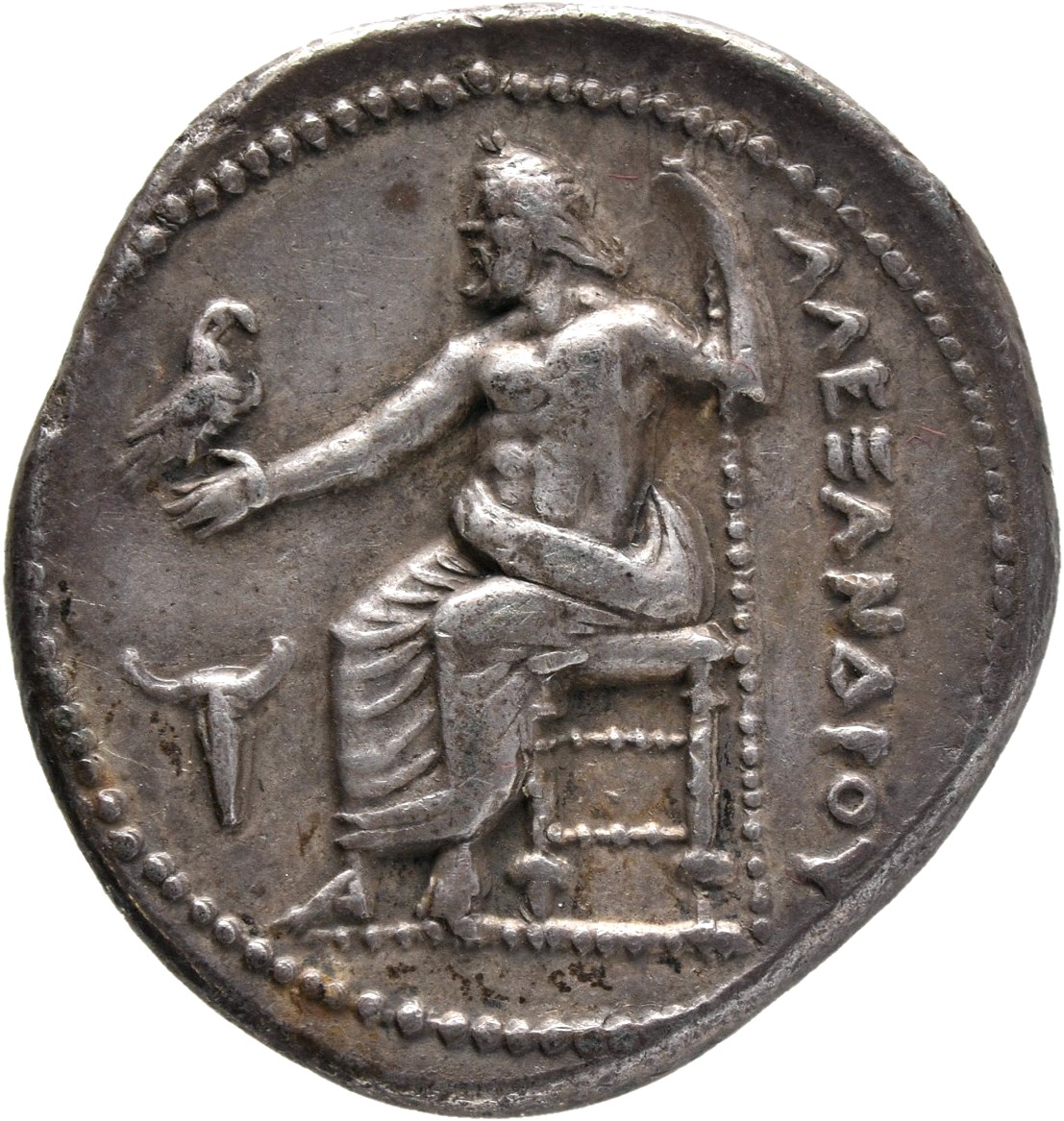 PRICE 93 Alexander III reverse, Zeus seated on stool-throne left, eagle on outstretched right hand, sceptre in left hand