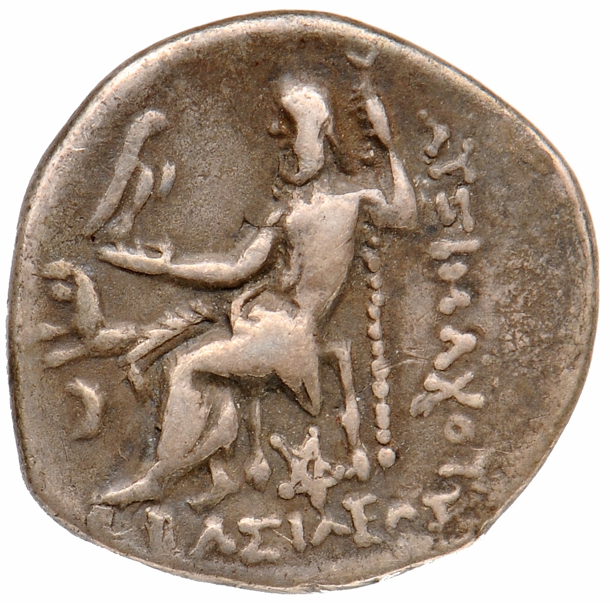 PRICE L27 Lysimachus reverse, Zeus seated on stool-throne left, eagle on outstretched right hand, sceptre in left hand