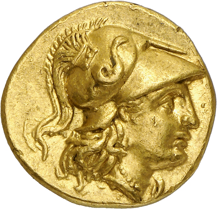 PRICE L4 Lysimachus obverse, Head of Athena right wearing Corinthian helmet with crest