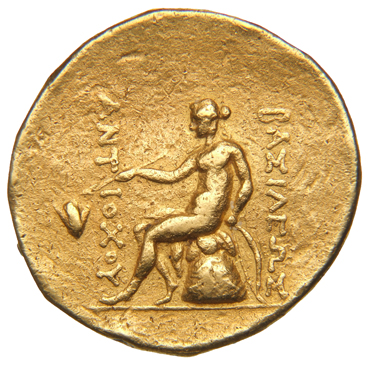 HOUGHTON Seleucid Coins (part 1) 1039 Antiochus III reverse, Apollo seated left on omphalos, testing arrow and resting lef...