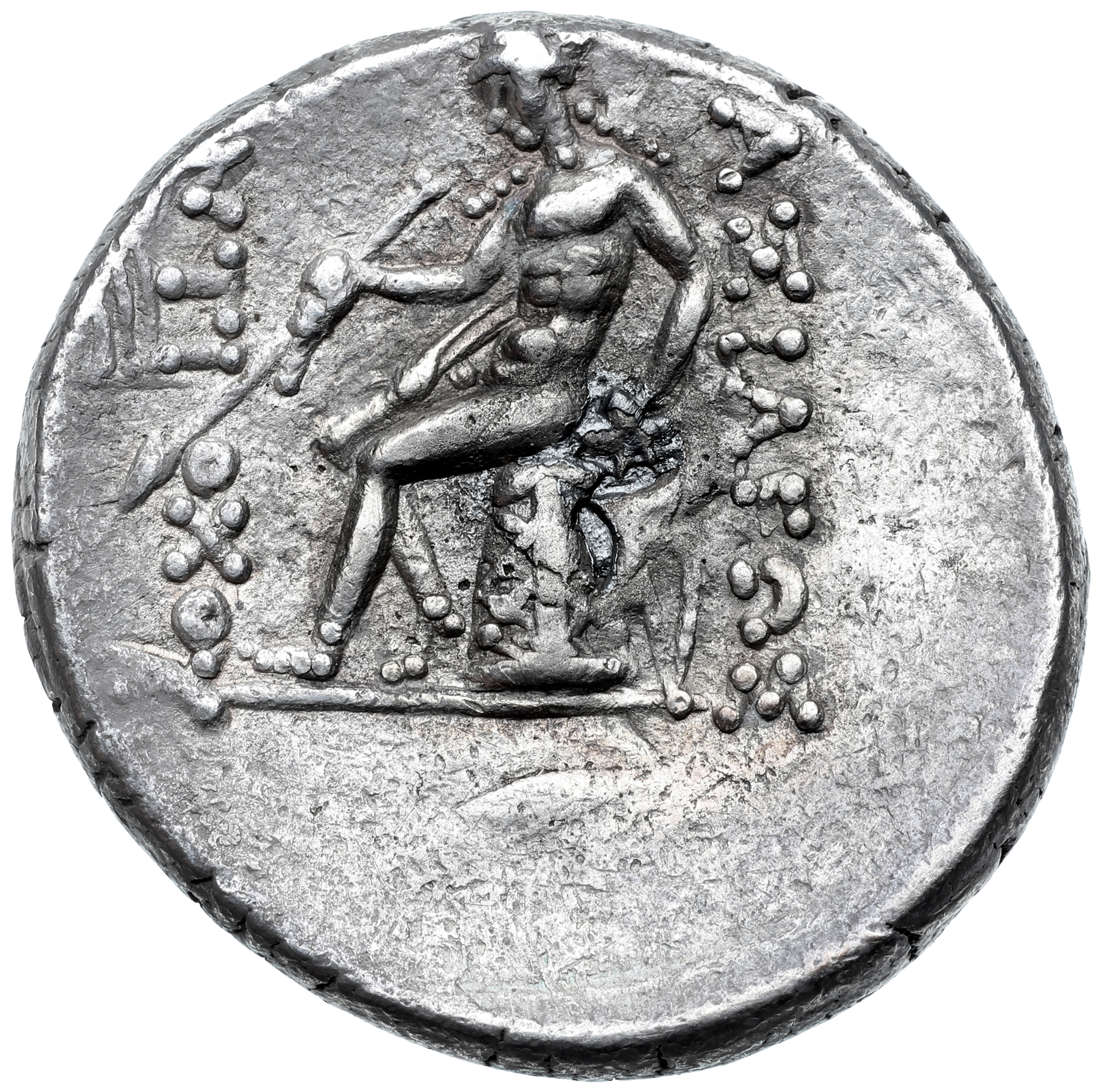 HOUGHTON Seleucid Coins (part 1) 1044.2 Antiochus III reverse, Apollo seated left on omphalos, testing arrow and resting l...