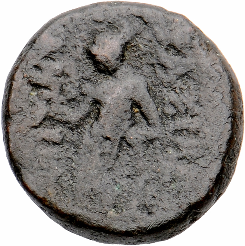 HOUGHTON Seleucid Coins (part 1) 1055 Antiochus III reverse, Apollo standing left, testing arrow and resting left hand on ...