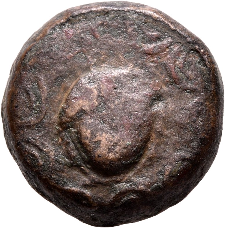 HOUGHTON Seleucid Coins (part 1) 1089 Antiochus III obverse, Macedonian shield with gorgoneion in center