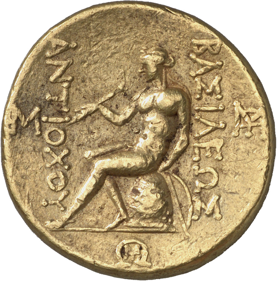 HOUGHTON Seleucid Coins (part 1) 1156 Antiochus III reverse, Apollo seated left on omphalos, testing arrow and resting lef...