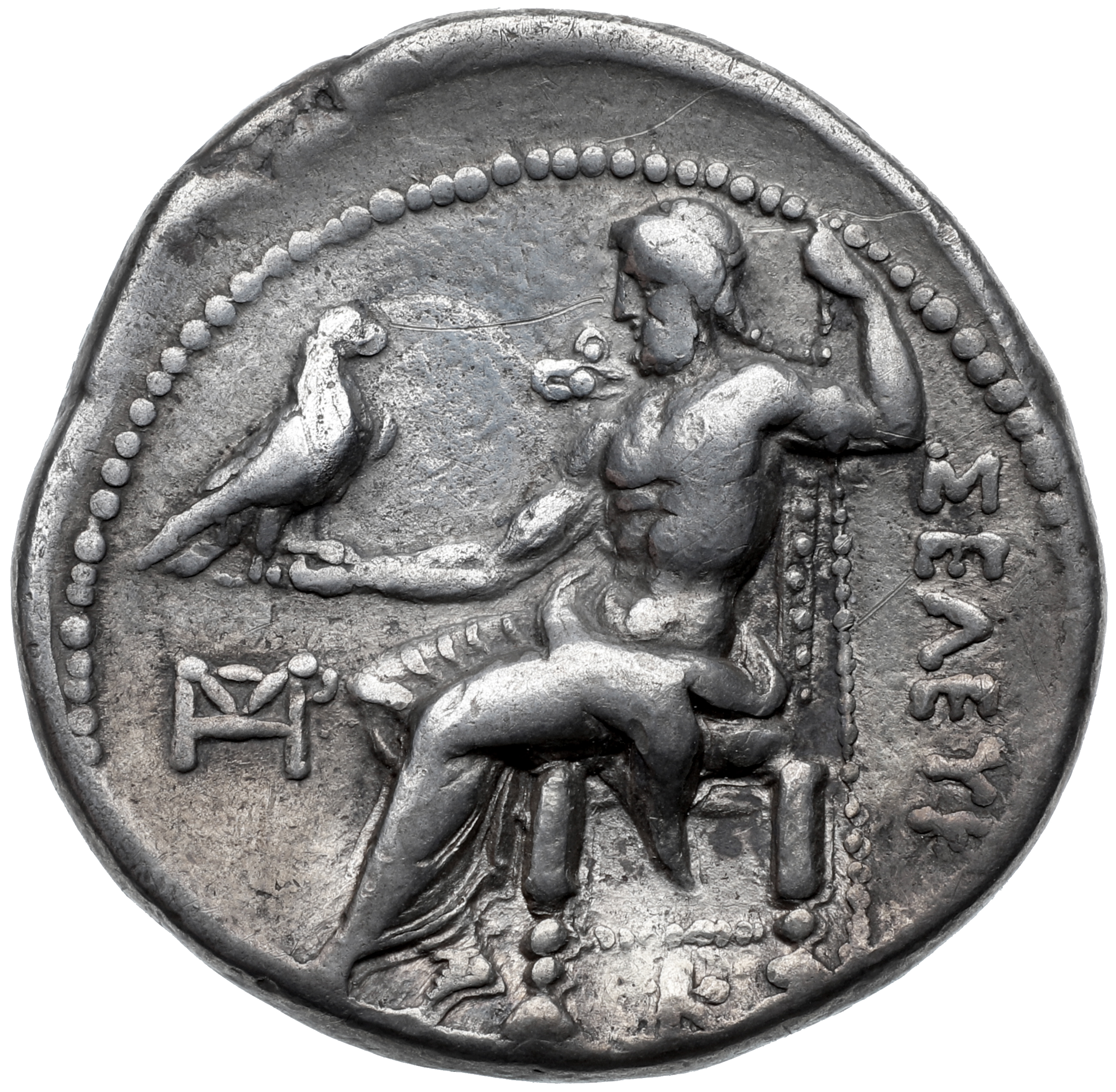 HOUGHTON Seleucid Coins (part 1) 117.1d Seleucus I reverse, Zeus seated on high-backed throne left, holding eagle on outst...