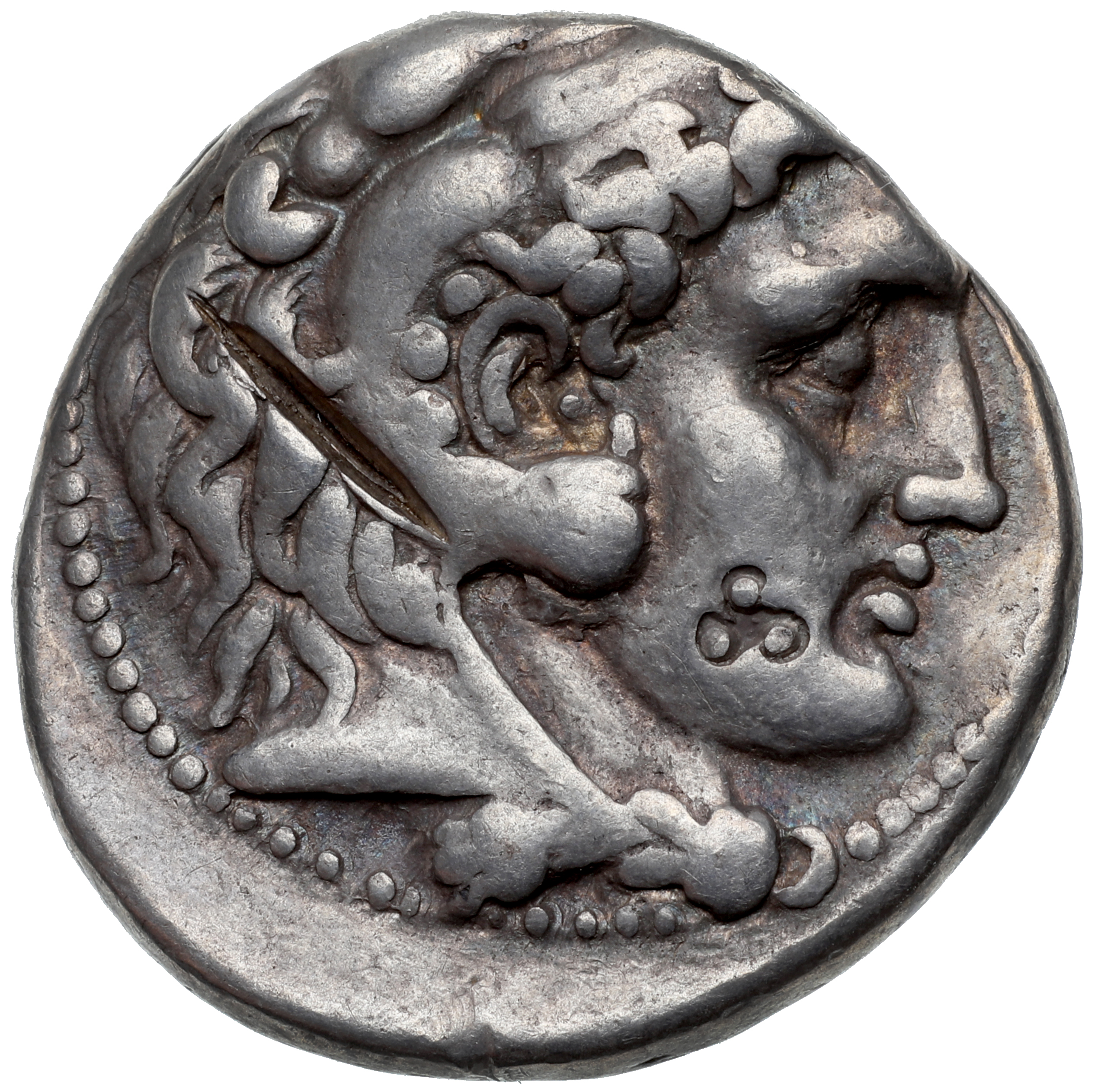 HOUGHTON Seleucid Coins (part 1) 117.1d Seleucus I obverse, Beardless head of Heracles right wearing lion skin headdress