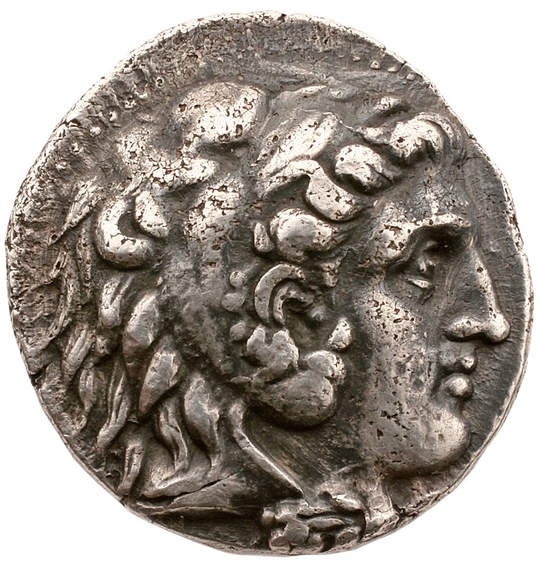 HOUGHTON Seleucid Coins (part 1) 119.3c Seleucus I obverse, Beardless head of Heracles right wearing lion skin headdress