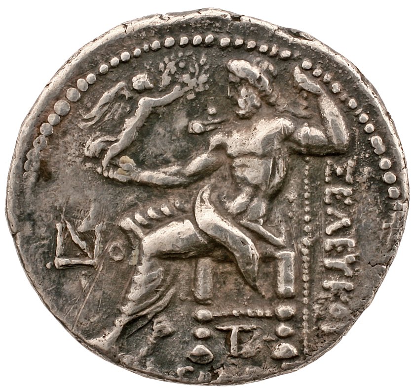 HOUGHTON Seleucid Coins (part 1) 119.3c Seleucus I reverse, Zeus seated on high-backed throne left, holding Nike on outstr...