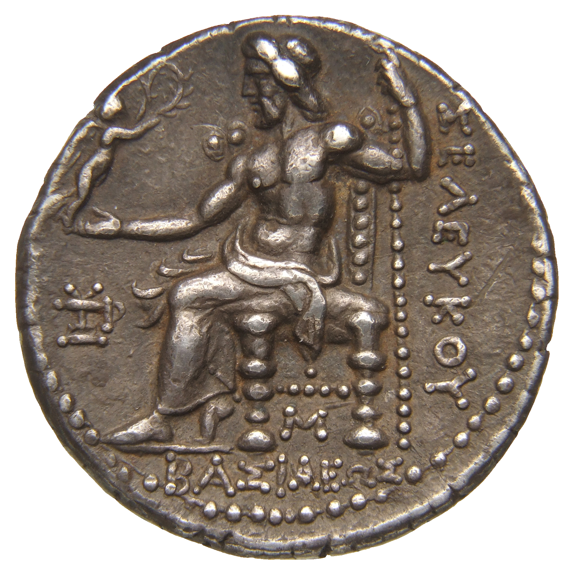 HOUGHTON Seleucid Coins (part 1) 119.8c Seleucus I reverse, Zeus seated on high-backed throne left, holding Nike on outstr...