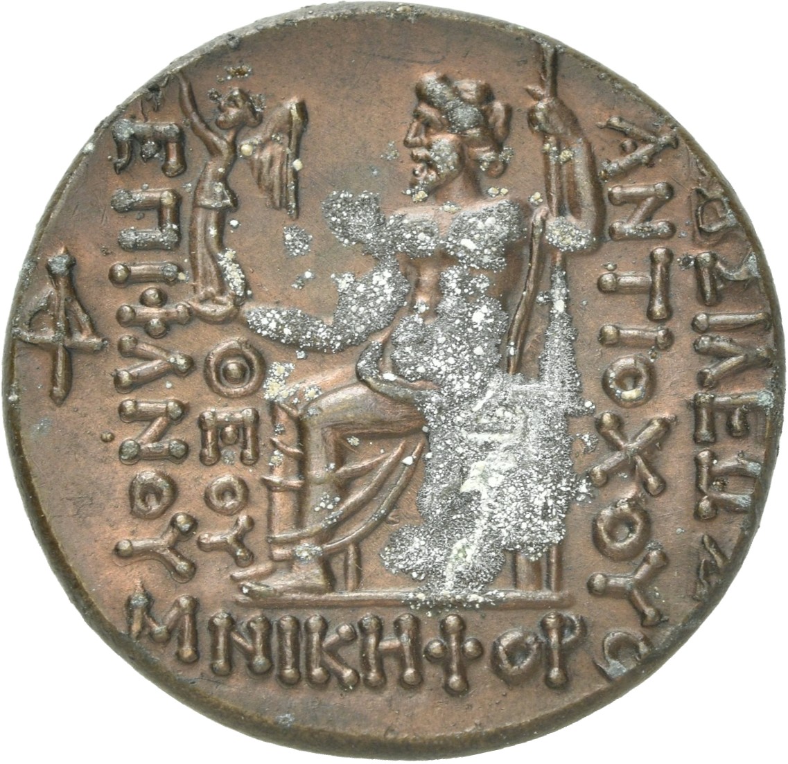 HOUGHTON Seleucid Coins (part 2) 1400a Antiochus IV reverse, Zeus seated on high-backed throne left, holding Nike on outst...