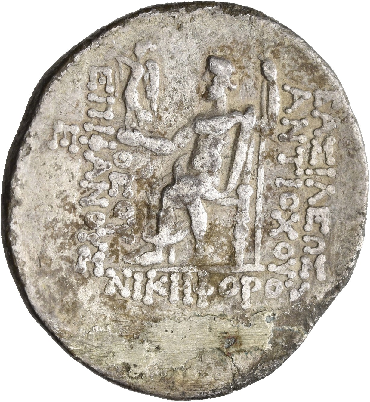HOUGHTON Seleucid Coins (part 2) 1400d Antiochus IV reverse, Zeus seated on high-backed throne left, holding Nike on outst...