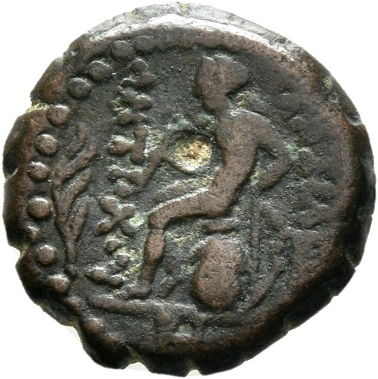 HOUGHTON Seleucid Coins (part 2) 1472 Antiochus IV reverse, Apollo seated left on omphalos, testing arrow and resting left...