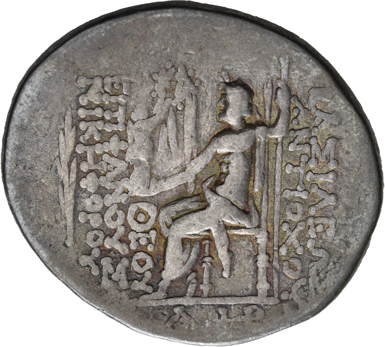 HOUGHTON Seleucid Coins (part 2) 1476.2a Antiochus IV reverse, Zeus seated on high-backed throne left, holding Nike on out...