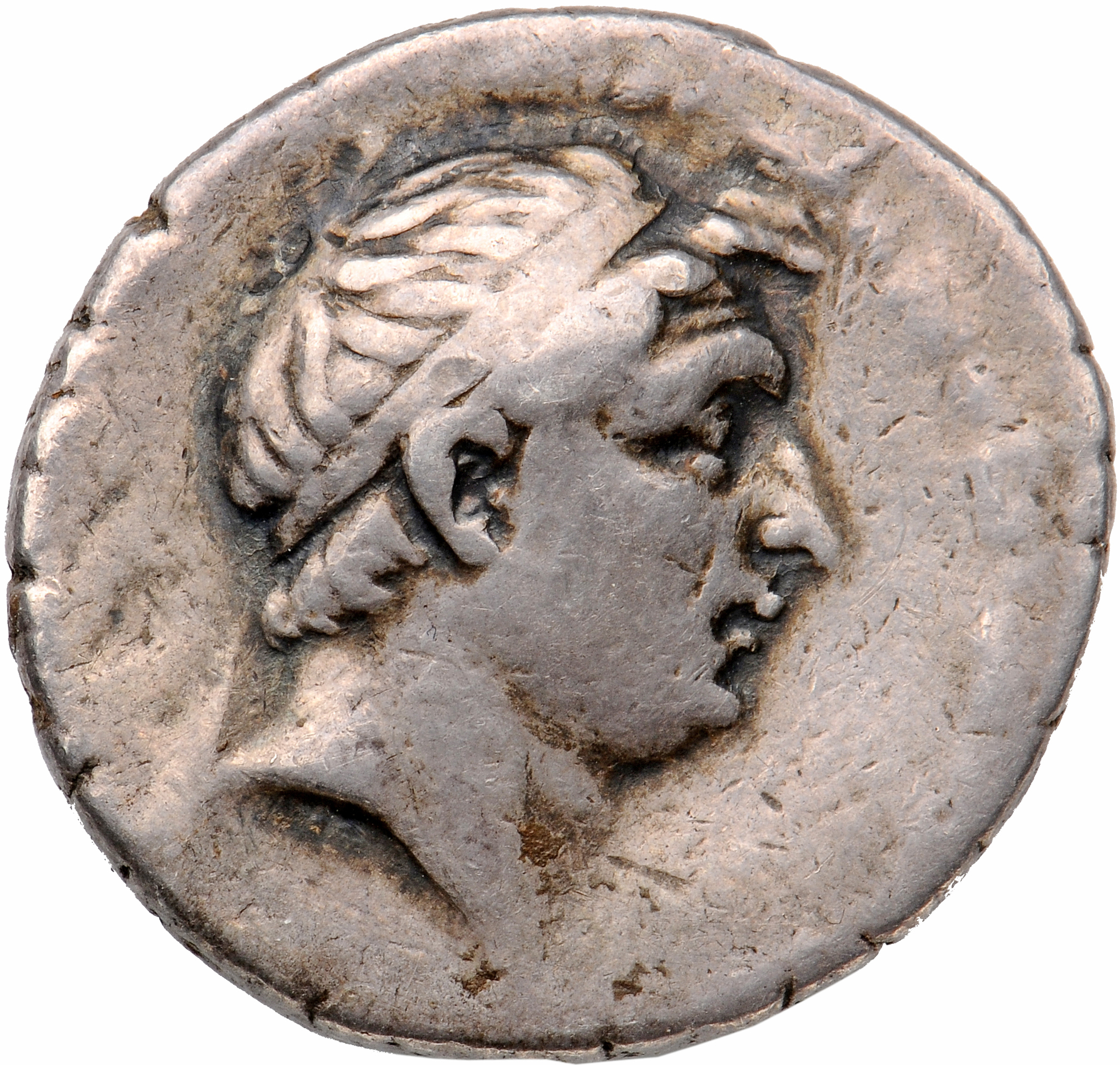 HOUGHTON Seleucid Coins (part 2) 1638.1 Demetrius I Soter obverse, Diademed head of Demetrius I right, with lean features