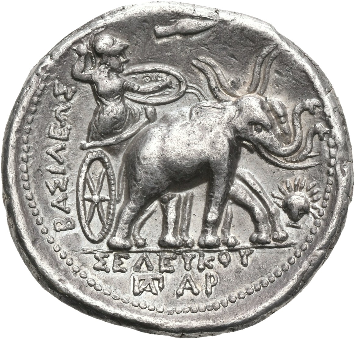 HOUGHTON Seleucid Coins (part 1) 177.1a Seleucus I reverse, Athena in elephant quadriga right, brandishing spear and shield