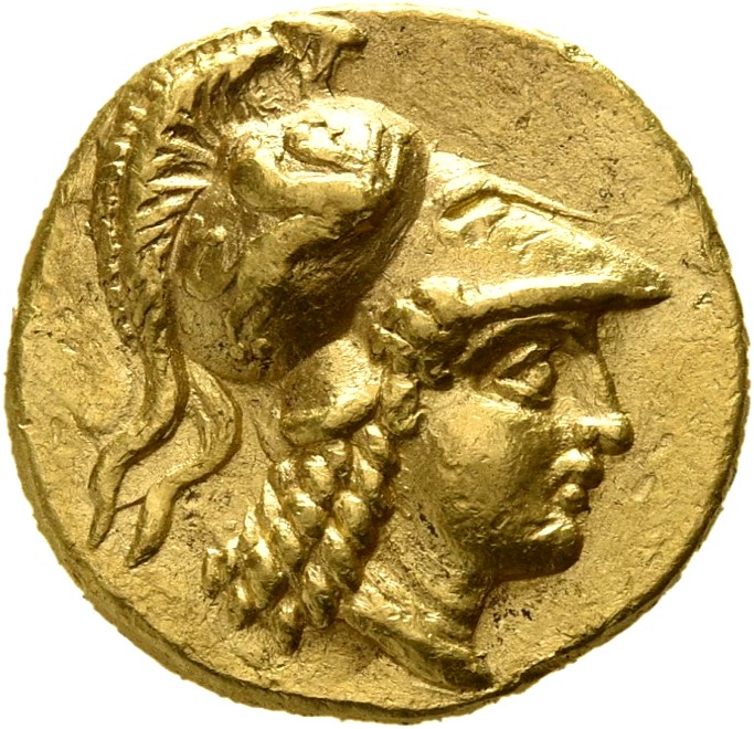 HOUGHTON Seleucid Coins (part 1) 200.1 Seleucus I obverse, Head of Athena right in crested Corinthian helmet