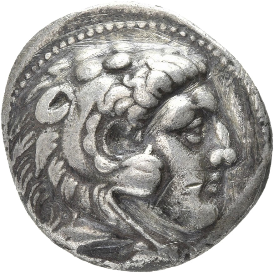 HOUGHTON Seleucid Coins (part 1) 202.3 Seleucus I obverse, Beardless head of Heracles right wearing lion skin headdress