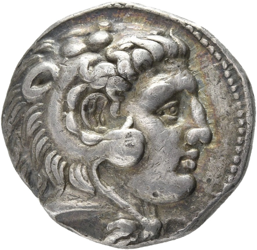 HOUGHTON Seleucid Coins (part 1) 202.5c Seleucus I obverse, Beardless head of Heracles right wearing lion skin headdress