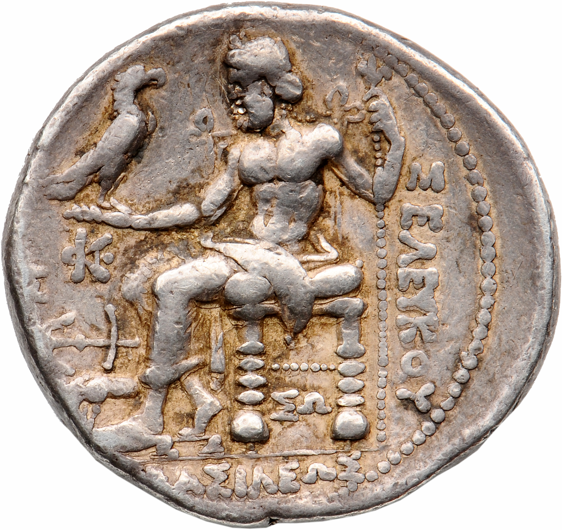HOUGHTON Seleucid Coins (part 1) 204.1a Seleucus I reverse, Zeus seated on high-backed throne left, holding eagle on outst...