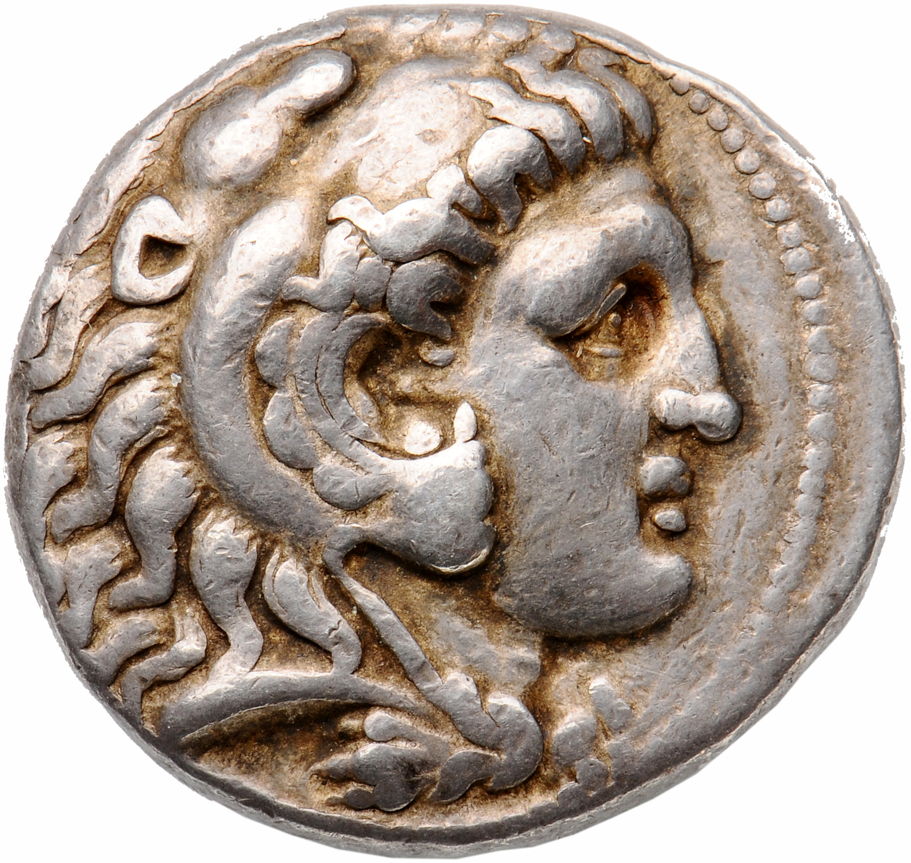 HOUGHTON Seleucid Coins (part 1) 204.1a Seleucus I obverse, Beardless head of Heracles right wearing lion skin headdress