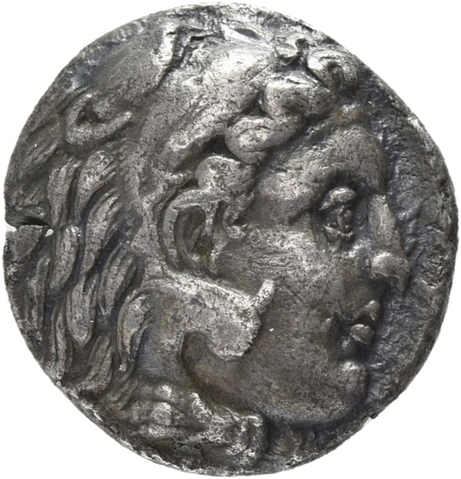 HOUGHTON Seleucid Coins (part 1) 206.1 Seleucus I obverse, Beardless head of Heracles right wearing lion skin headdress