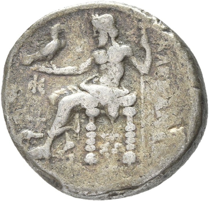 HOUGHTON Seleucid Coins (part 1) 206.4 Seleucus I reverse, Zeus seated on high-backed throne left, holding eagle on outstr...
