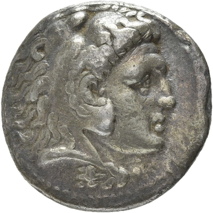HOUGHTON Seleucid Coins (part 1) 206.4 Seleucus I obverse, Beardless head of Heracles right wearing lion skin headdress