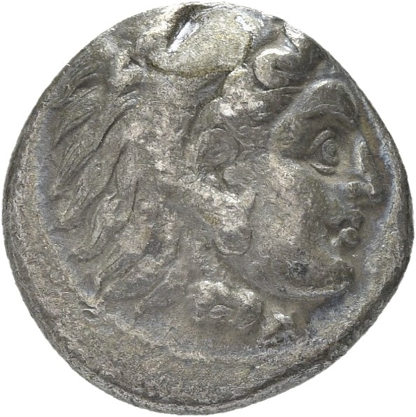 HOUGHTON Seleucid Coins (part 1) 208.1 Seleucus I obverse, Beardless head of Heracles right wearing lion skin headdress