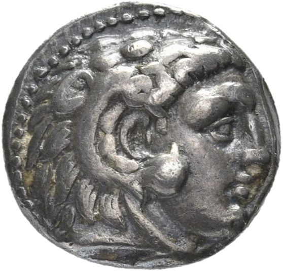 HOUGHTON Seleucid Coins (part 1) 208.3 Seleucus I obverse, Beardless head of Heracles right wearing lion skin headdress