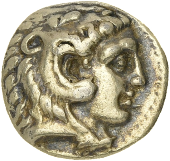 HOUGHTON Seleucid Coins (part 1) 208.4 Seleucus I obverse, Beardless head of Heracles right wearing lion skin headdress