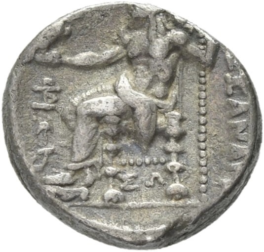HOUGHTON Seleucid Coins (part 1) 208.5 Seleucus I reverse, Zeus seated on high-backed throne left, holding eagle on outstr...